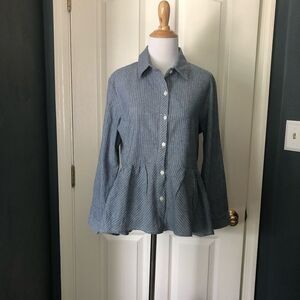 Love Notes Striped chambray blouse with peplum